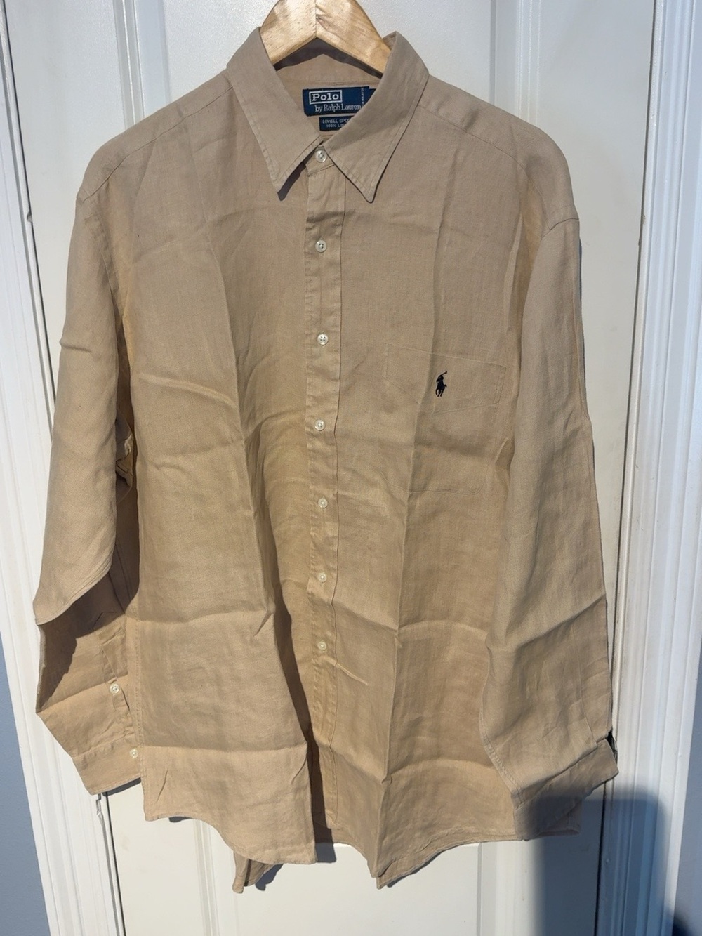 Polo Ralph Lauren 100% Linen Tan Shirt Men’s L Relaxed Fit
